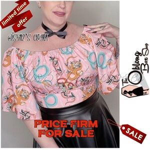 The Oblong Box Shop Victoria Peasant Top in Slithering Snakes Print 3XL